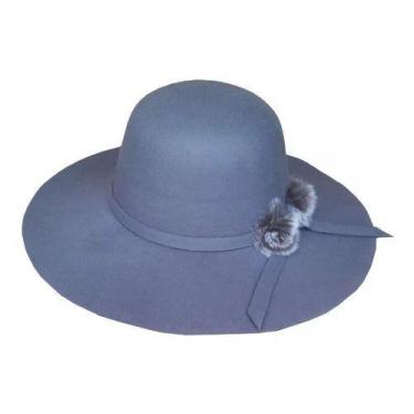 Imagem de Chapéu Feminino Feltro Floppy Inverno Pompom Aba Pequeno 7cm - OEM, UN
