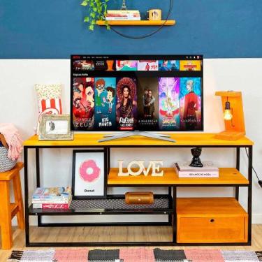 Imagem de Rack de TV Style Industrial de Ferro e Madeira 1 Nicho Uno com Gaveta 