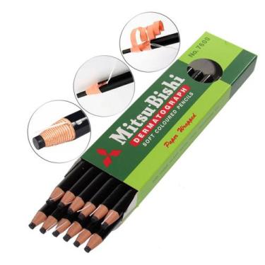 Imagem de Lapis Dermatografico Mitsubishi Sobrancelha Olho Pele Vidro 12 Unidade