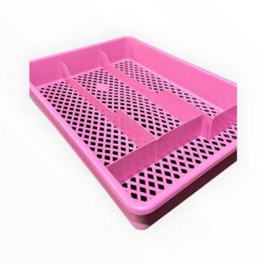 Imagem de Escorredor Organizador Porta Talheres 4 Divisórias Rosa Plasmarc, Rosa