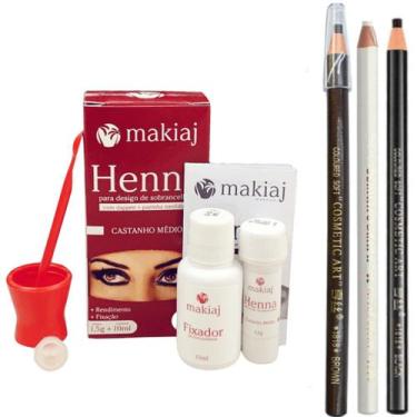 Imagem de Henna Makiaj Sobrancelha e 3 Lápis Dermatografico Completo Profissiona