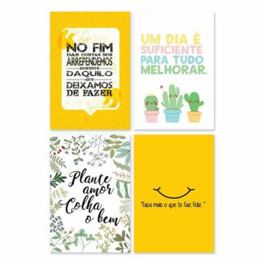 Imagem de Placas Decorativas Frases Vida Feliz 30x40cm Kit 4un - Quartinhos