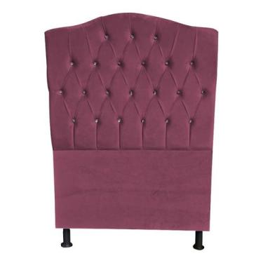 Imagem de Cabeceira De Cama Box Princesa Solteiro 90 cm Botão Strass Suede Rosê 