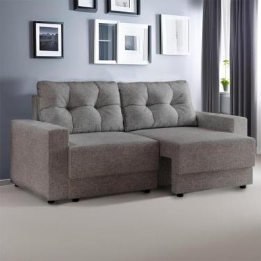 Imagem de Sofá 3 Lugares Retrátil Louise Linho Grafite - Mobly