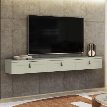 Imagem de Rack Suspenso Line P/ Tvs até 65 Polegadas 180cm 2 Portas Off White Bege - Olivar Móveis