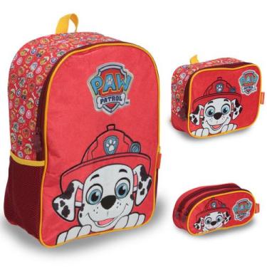 Imagem de Kit Mochila Infantil Bolsa Escolar Patrulha Canina Menino - Plike