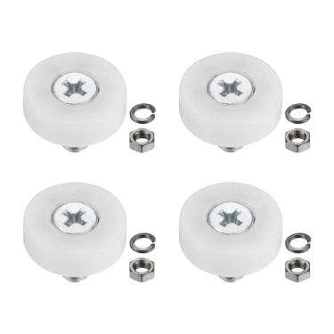 Imagem de PATIKIL Rolos de gaveta de 19 mm, 4 conjuntos de polias de posicionamento de nylon, roda de substituição de polia de gaveta pequena com arruela de mola e porcas para armário de arquivos, branco