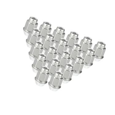 Imagem de Motoforti 20 peças de porcas de roda compatíveis com Chevrolet Malibu Impala para Buick Encore, durável M12 x 1,5 aço carbono tom prata pneu Lugnuts de longa duração