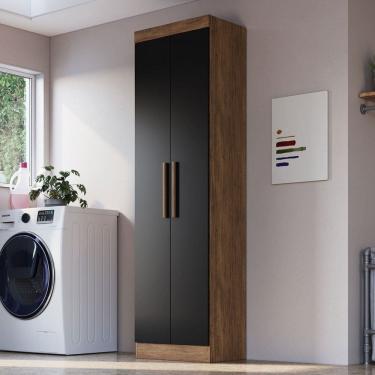 Imagem de Armário Multiuso Charlotte 2 Portas 1 Gaveta 100% Mdf Castanho/Preto - Doripel