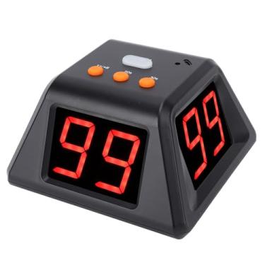 Imagem de Temporizador de Contagem Regressiva de 4 Lados, Temporizador de Xadrez Digital de 2 Dígitos Relógio de Contagem Regressiva de 1,4 Polegadas (Preto)