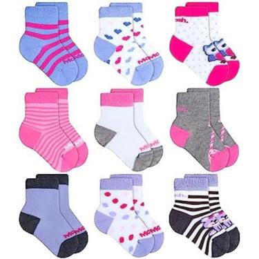 Imagem de Meia Feminina INFANTIL BEBÊ ANTIDERRAPANTE Kit com 03 pares - KitBaby