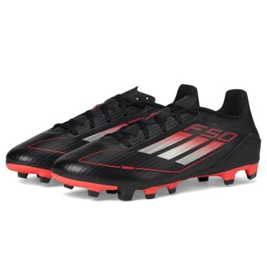 Imagem de adidas Chuteira de futebol unissex F50 Club Firm Multi Ground, Preto/ferro metálico/vermelho lúcido, 12 Women/11 Men