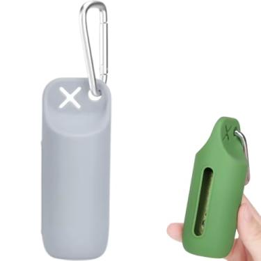 Imagem de Cata Caca - Suporte para Saquinhos Coletores de Fezes de Cães e Gatos - Silicone e Aço Inoxidável - Acompanha 1 rolo de saquinhos higiênicos (Cinza)