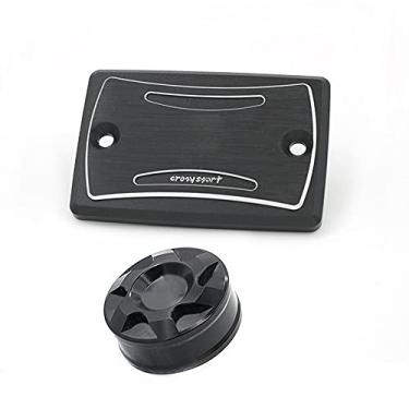Imagem de Capa de reservatório de fluido de freio frontal da Crazy Sport para YAMAHA MT09 MT10 MT07 FZ09 FZ07 FZ10 Master Cylinder Cap Motorcycle MT-09 MT-10 MT-07 FZ-09 FZ-07 FZ-10Accessories Cap CNC Logo 2019 2020 (Preto)