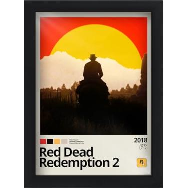 Imagem de Quadro/Pôster Gamer Decor - Jogos Video Games Minimalista - A5 Com Moldura (Red Dead Redemption 2)