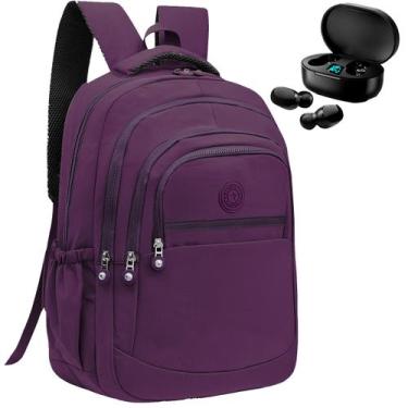 Imagem de Kit Mochila Feminina Escolar Grande Viagem Passeio + Fone Bluetooth Se
