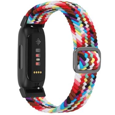 Imagem de Tiptops Pulseiras de nylon trançado compatíveis com Fitbit Inspire 3/Inspire 2/Inspire/Inspire HR/Ace 2/Ace 3, alças elásticas ajustáveis de substituição para Fitbit Inspire, mulheres e homens