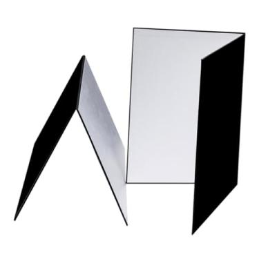 Imagem de AsrMyjcx 2 peças refletores leves Fotografia Cardboard dobrável, multifuncional e 360 ​​° Rotation Light Difusor Boards para morta, Preto Branco Prata, A4