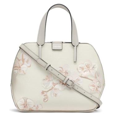 Imagem de Calvin Klein Bolsa Audrey com compartimento triplo, Relevo floral creme, One Size