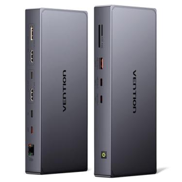 Imagem de VENTION Estação de ancoragem DisplayLink 11 em 1 com USB 3.2 A/C para MacBook M1/M2/M3/M4, estação de ancoragem USB C 4K @ 60Hz, monitor duplo, HDMI, DP, PD 100W, RJ45, SD/TF adequado para fotógrafos