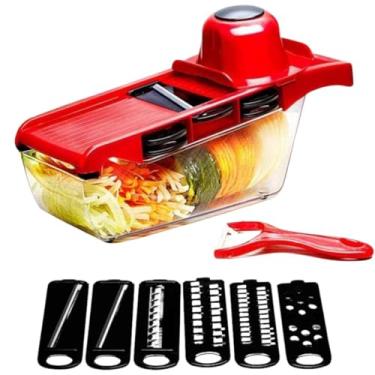Imagem de Mandolin Cortador Fatiador de Legumes Vegetais Frutas 6 em 1 Mandoline Profissional Slicer