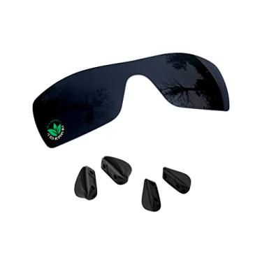 Imagem de Raydi Lentes de reposição de policarbonato e protetores de nariz para óculos de sol Oakley Ridgeline OO9419, Preto sólido - polarizado, Tamanho �nico