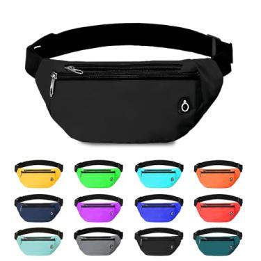 Imagem de Pochete para mulheres e homens, pochete transversal resistente à água esportiva bolsa de cintura, bolsa de cinto para viagens, caminhadas, corrida, 1 pacote - preto, Large, Pochete