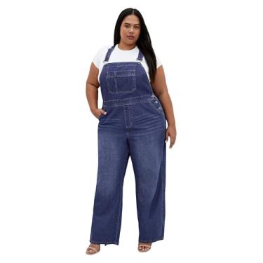 Imagem de City Chic Macacão feminino plus size - Pinafore, Jeans Médio, 50
