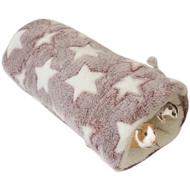 Imagem de Copfeu Túnel de pendurar para animais pequenos, brinquedos de hamster pendurados, acessórios de gaiola de rede para chinchila, furão, esquilo, porquinho-da-índia, rato, brincando dormindo (vermelho,