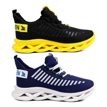 Imagem de Kit 2 Tênis Masculino Jaguar Esportivo Corrida Leve Macio - Oldsen, Am