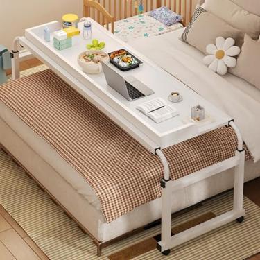 Imagem de Mesa de cama, mesa sobre a cama com rodas, mesa ajustável sobre a cama, mesa de escritório ajustável de altura e largura, carrinho de laptop para estação de trabalho, para laptop, comida, casa