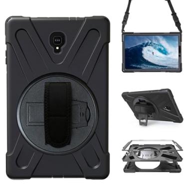 Imagem de Capa para Samsung Galaxy Tab S4 10.5 2018 (SM-T830/T835/T837), capa protetora portátil resistente à prova de quedas com suporte giratório 360, alça e alça de ombro, caneta Stylus (nova preta)