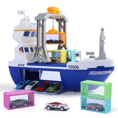 Imagem de Brinquedo para navio de carga cute stone com guindaste de pórtico, sons e luzes