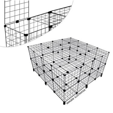 Imagem de Cercado para Porquinho da Índia Coelho 120x120x60cm com Fundo Pés e Teto Gaiola Aramada Pet Preto