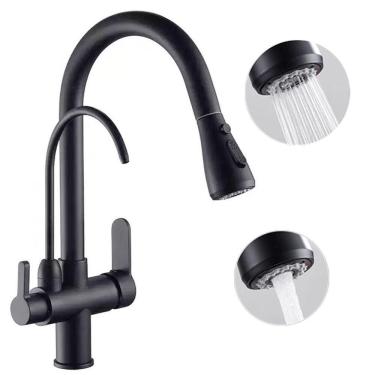 Imagem de Torneira Monocomando Preta Gourmet 360 Luxo Quente Frio Regulavel Bancada Mesa Cuba Coz...