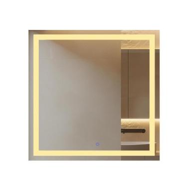 Imagem de Espelho Led Jateado Quadrado 80x80 Cm Touch-screen Bivolt - Flash Glas