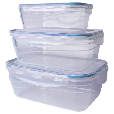 Imagem de Kit 03 Potes Plástico Herméticos 500/1000/1500ml Food Lock - Lp House,