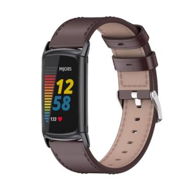 Imagem de MIJOBS Pulseiras de couro de microfibra para Fitbit Charge 6 e Fitbit Charge 5, pulseiras de substituição ajustáveis para Charge 6, mulheres e homens