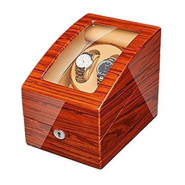 Imagem de Gerrit Enrolador de relógio para relógios automáticos tinta de piano de madeira ébano adaptador externo e motor silencioso alimentado por bateria bom (A 2+0)