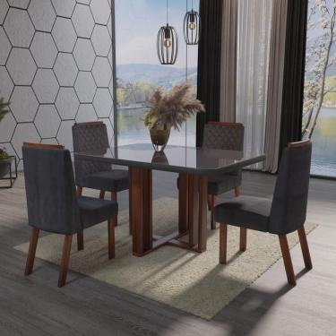 Imagem de Sala de Jantar 120x80 Paola Tampo Grafite 4 Cad Bom Pastor