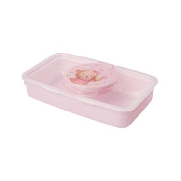 Imagem de Porta Lenço Umedecido Infantil Decorado Bebê Plasútil, Ursa rosa