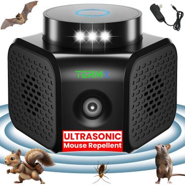 Imagem de Termx Repelente de pragas ultrassônico interno com 4 modos de solução sem toque, repelente de pragas, plugue ultrassônico, dispositivos eletrônicos repelentes de ratos, interior para casa, sótão