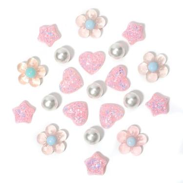 Imagem de CIKKITZ 21 peças de pingentes de flores para sandálias de tamanco, coração, estrela, pingentes de pérolas, acessórios para meninas, pingentes de decoração de sapatos DIY para mulheres, lembrancinhas
