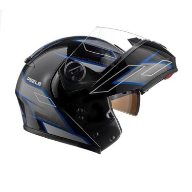 Imagem de Peels Capacete Articulável Moto com Viseira Solar Interna U-RB2 Podium Preto/Azul 60