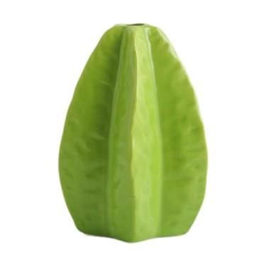 Imagem de FLCPJGV Vaso de flor de cerâmica, arranjo de flores, decoração de casa em forma de carambola portador de planta decorativo para peças centrais de mesa para, Verde