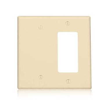 Imagem de OhLectric Placas de parede Lexan – Placa de parede de policarbonato inquebrável – Tem 2 entradas, 1 GFCI e 1 em branco – Impacto, abrasão, óleo, resistente a ácidos – Placas de cobertura para interruptor para tomadas elétricas – Marfim – OL-72914