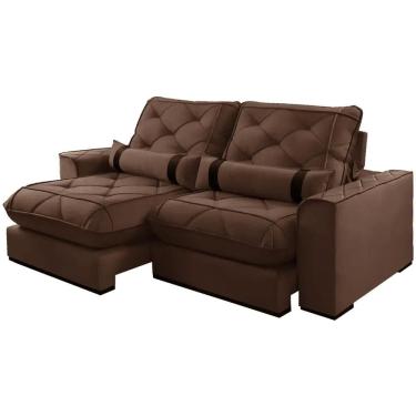 Imagem de Sofá Vicam 029 com Molas Ensacadas 4 Lugares Retrátil e Reclinável 250cm Tecido Veludo Cor Marrom