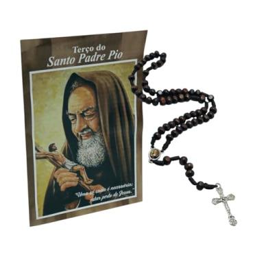 Imagem de Terço Rosário Padre Pio com Folheto de Oração