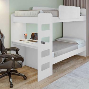 Imagem de Beliche com Escrivaninha e Led Olga Lopas, Branco