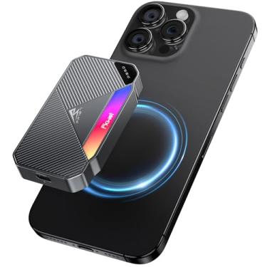 Imagem de Fikwot SSD portátil magnético FP107 de 1 TB, SSD portátil USB 3.2 geração 2x2 de 2050 MB/s com iluminação RGB, armazenamento de vídeo 4K, unidades de estado sólido externas para iPhone 15/16, Android